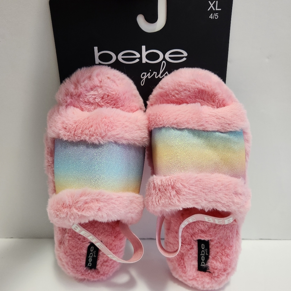 Bebe Kids Girl's or Women's Fuax Fur Slippers- Girl's 4/5 or Women's 6.5